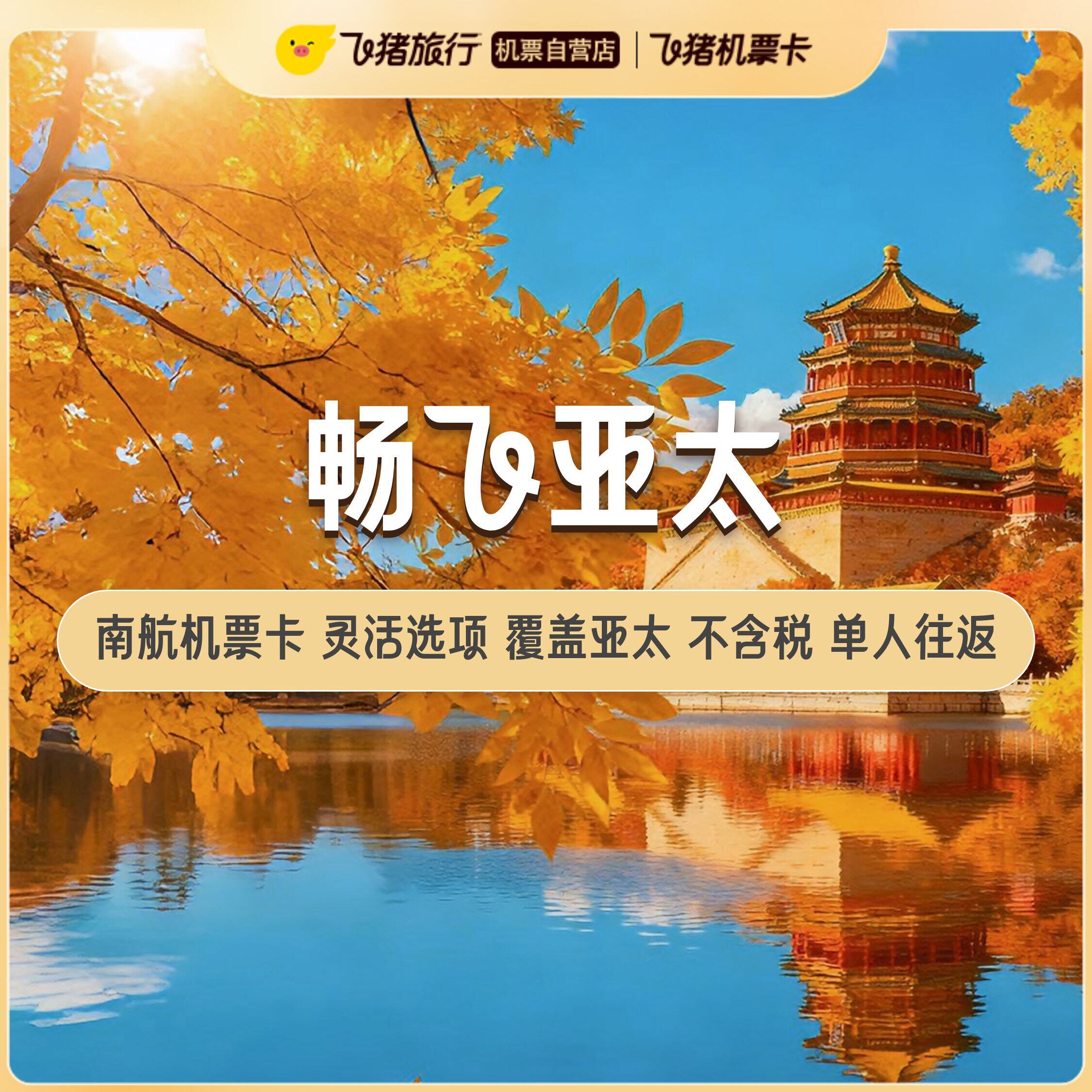 南航亚太区单人往返不含税机票卡