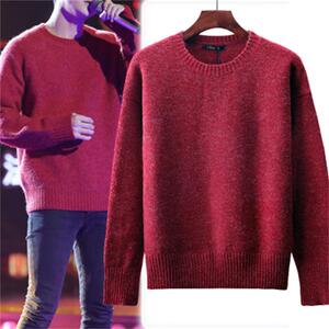 薛之谦同款红色毛衣男