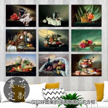 俄罗斯俄国画家复古装饰画画芯阿列克谢安东诺夫横版静物花卉挂画