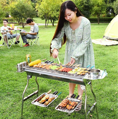 户外不锈钢烤鸡架野餐烧烤炉bbq套装便携折叠木炭烤箱工具盘配件