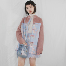 少女唐装复古旗袍中式上衣夹棉外套薄棉服图片