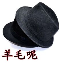 礼帽英伦爵士帽毛呢盆帽爷爷老爷帽老人帽子 秋冬季中老年人男士