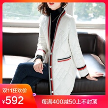 宝诗黎v领长袖中长款轻薄羽绒服女冬季2018新款上衣韩版时尚女装图片