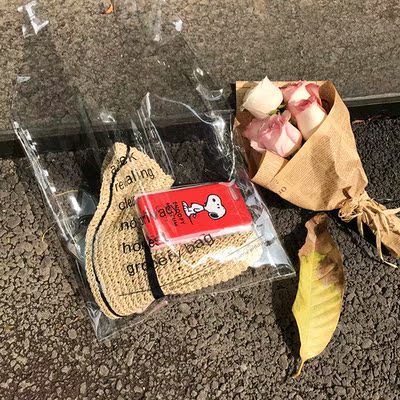 kumayes 网红时尚透明字母购物单肩包塑料手提时装包手拿包两件套