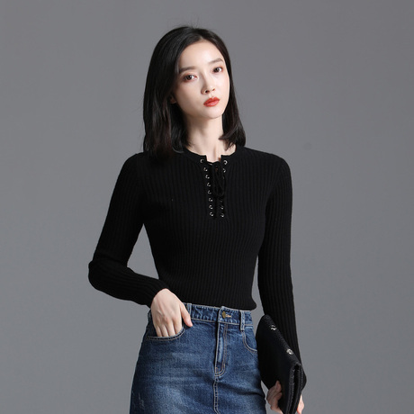 索菲丝尔2018秋季新款百搭显瘦毛衣女简约时尚打底毛衣外穿潮商品大图
