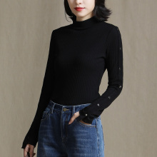 索菲丝尔2018冬季新款时尚百搭显瘦OL风气质纯色打底衫上衣女图片