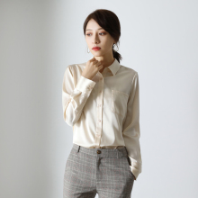 索菲丝尔2018秋季女装新款显瘦长袖上衣时尚OL桑蚕丝职业衬衫女图片