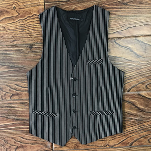 春秋韩版潮修身西装马甲男男士英伦西服背心休闲职业条纹伴郎马夹