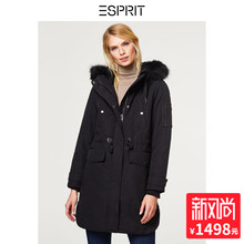 ESPRIT 女装冬新款时尚休闲毛领连帽棉服中长款外套女-098EE1G017图片