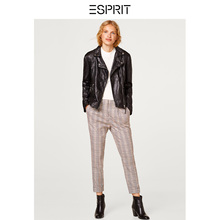 ESPRIT 女装2018秋冬新款羊皮革拼接机车皮衣外套-088EE1G015图片