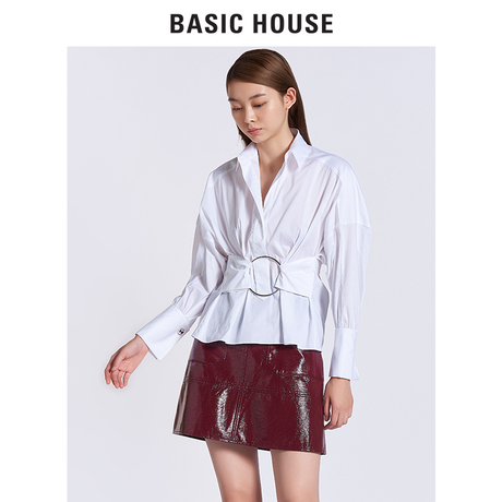 Basic House/百家好冬秋季皮裙加厚短裙A字裙性感显腿长HRSK720G商品大图