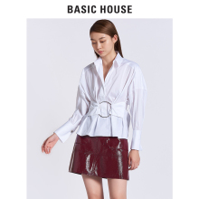 Basic House/百家好冬秋季皮裙加厚短裙A字裙性感显腿长HRSK720G图片