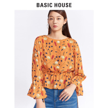 Basic House/百家好秋冬季衬衫宽松圆领舒适灯笼长袖衬衣HRBL721A图片
