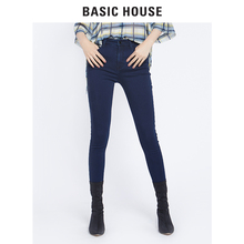 Basic House/百家好冬季新款铅笔长裤修身高腰小脚牛仔裤HSDP720D图片