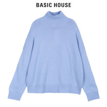 Basic House/百家好秋冬季新款高领纯色针织衫韩版开衫HSKT720F图片