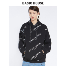 Basic House/百家好秋冬新款字母连帽卫衣经典款长袖嘻哈HSTS720D图片