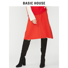 Basic House/百家好冬新款喇叭裙中短款半身裙纯色A字裙HSSK720A图片