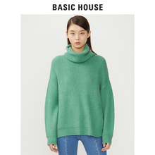 Basic House/百家好秋冬新款高领宽松套头针织衫长袖纯色HSKT725A图片