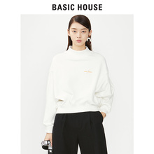 Basic House/百家好2018冬季加绒半高领纯色短款卫衣女HSTS721D图片