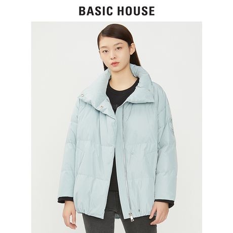 Basic House/百家好2018冬季新款纯色连帽短款羽绒服女HSDJ720C商品大图
