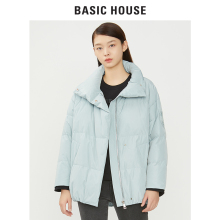Basic House/百家好2018冬季新款纯色连帽短款羽绒服女HSDJ720C图片