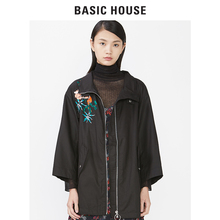 Basic House/百家好冬季新款翻领绣花拉链时髦短外套女HRJP729A图片