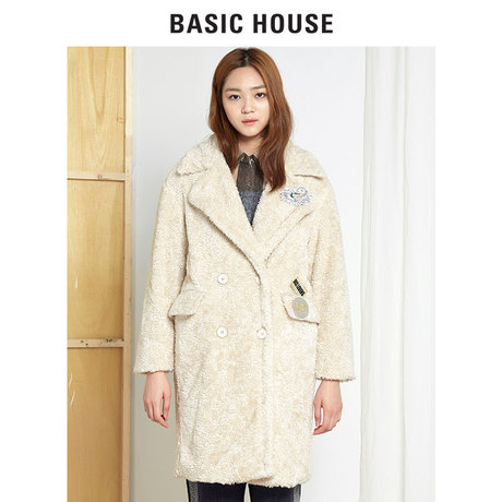 Basic House/百家好冬季时尚羊羔毛厚款保暖大衣长款外套HPRF725E商品大图