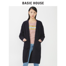 Basic House/百家好冬季新款中长款贴袋百搭针织开衫女HRKT720T图片