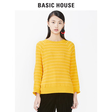 Basic House/百家好2018秋冬新针织衫女圆领长袖纯色毛衣HRKT72C图片