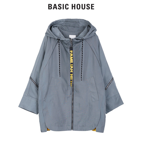 Basic House/百家好2018冬季新款连帽织带宽松短外套女HSJP720B商品大图