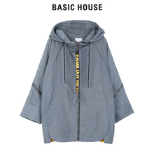 Basic House/百家好2018冬季新款连帽织带宽松短外套女HSJP720B图片
