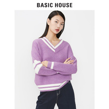 预售Basic House/百家好冬新款学院风针织衫甜美羊毛衫潮HSKT728A图片