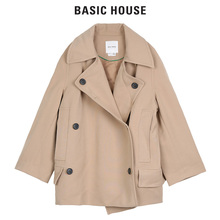 Basic House/百家好2018秋冬新款宽松落肩短款外套女HSCA121D图片