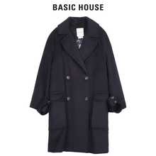 Basic House/百家好冬季新款加厚纯色毛呢大衣韩版西装领HSCA725D图片