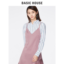 Basic House/百家好宽松休闲衬衫 女式休闲条纹衬衣上衣HRWS122A图片
