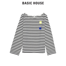 Basic House/百家好春秋季新款韩版时尚原宿条纹T恤宽松HRTS121F图片