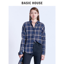 Basic House/百家好格纹衬衫女春秋OL时尚女士衬衣HRWS621A图片