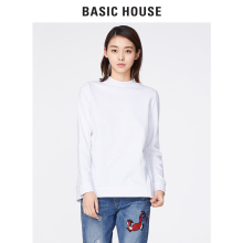 Basic House/百家好春秋季韩版T恤女式纯色宽松打底衫潮HRTS121C图片