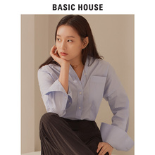 Basic House/百家好2018秋季新款纯色衬衫女气质宽松衬衣HSWS521C图片