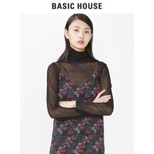 Basic House/百家好秋冬新款堆堆领修身百搭打底针织衫女HQKT720A图片