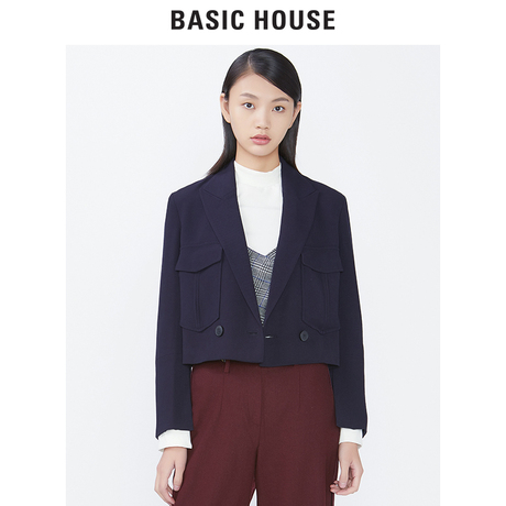 Basic House/百家好旗舰店秋冬季短款小西装修身外套HRJK720C商品大图