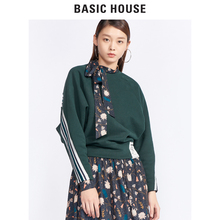 Basic House/百家好冬款加厚宽松无帽长袖卫衣棉质保暖HRTS721D图片