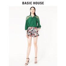 Basic House/百家好2018年女装新款镂空拼接衬衫长袖衬衣HSBL321E图片