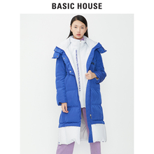 Basic House/百家好冬季新款中长款时尚宽松羽绒服白鹅绒HSGD821A图片