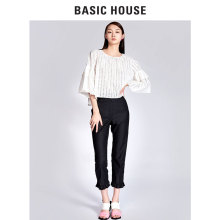 Basic House/百家好新款夏装圆领衬衫田园风T恤上衣女生HRBL321E图片