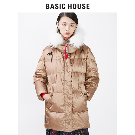 Basic House/百家好2018商场同款冬季韩版连帽加厚羽绒服HSDJ728C商品大图