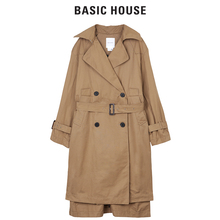 Basic House/百家好冬季新款纯色经典款双排扣中长款风衣HRCA728A图片