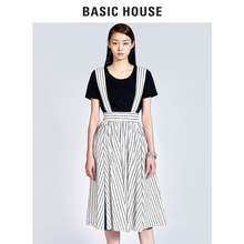Basic House/百家好新款纯色圆领T恤简约修身短袖上衣女HRTS327A图片