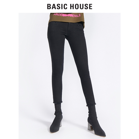 Basic House/百家好冬季新款纯色显瘦显高休闲打底裤女HRDP728F商品大图