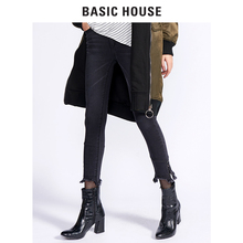 Basic House/百家好冬季新款修身显瘦毛边小脚铅笔裤女HRDP721E图片